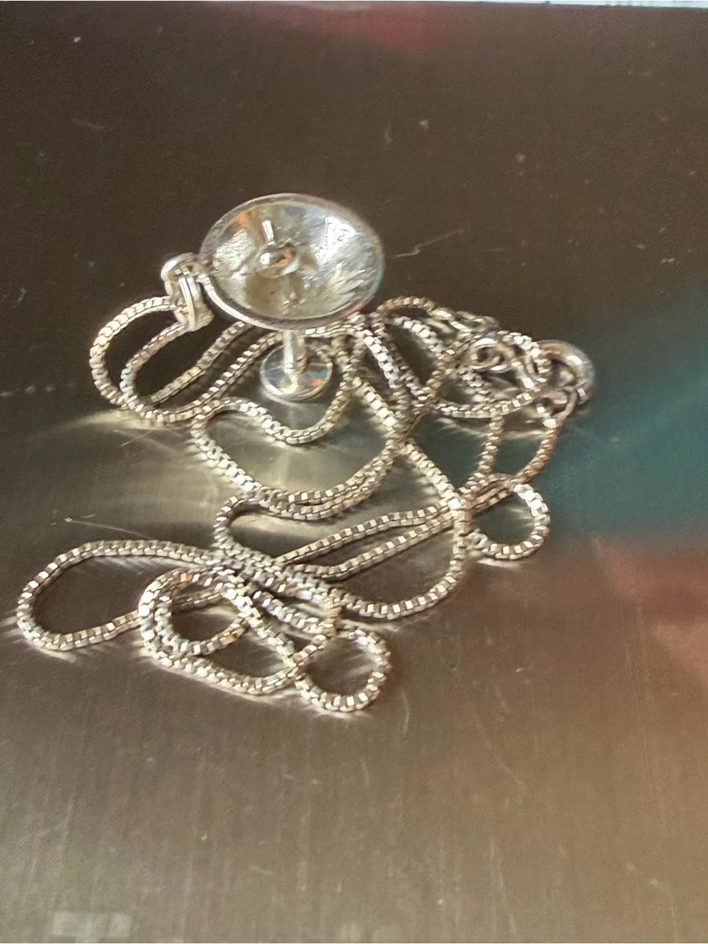 Sterling Silver 925 Dirty Martini 🍸 with an olive 🫒 Pendant 18” Necklace